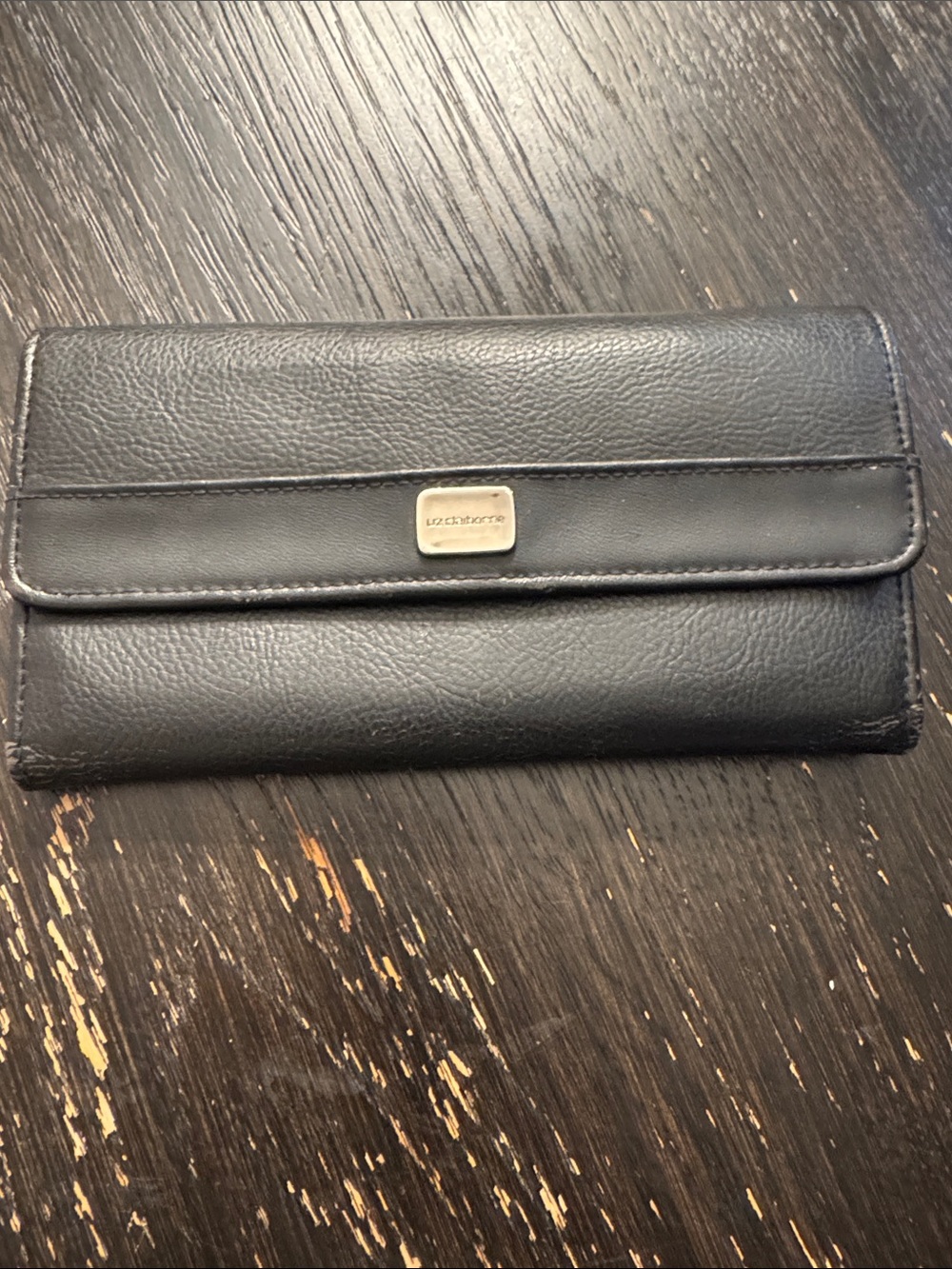 Liz Claiborne Black Leather Key & Card Holder